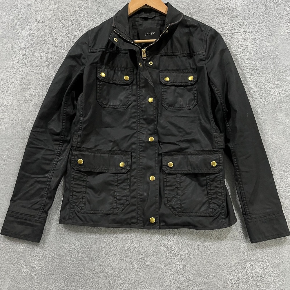J Crew Jacket Womens XS  Downtown Cotton Military Field Jacket Black Utility